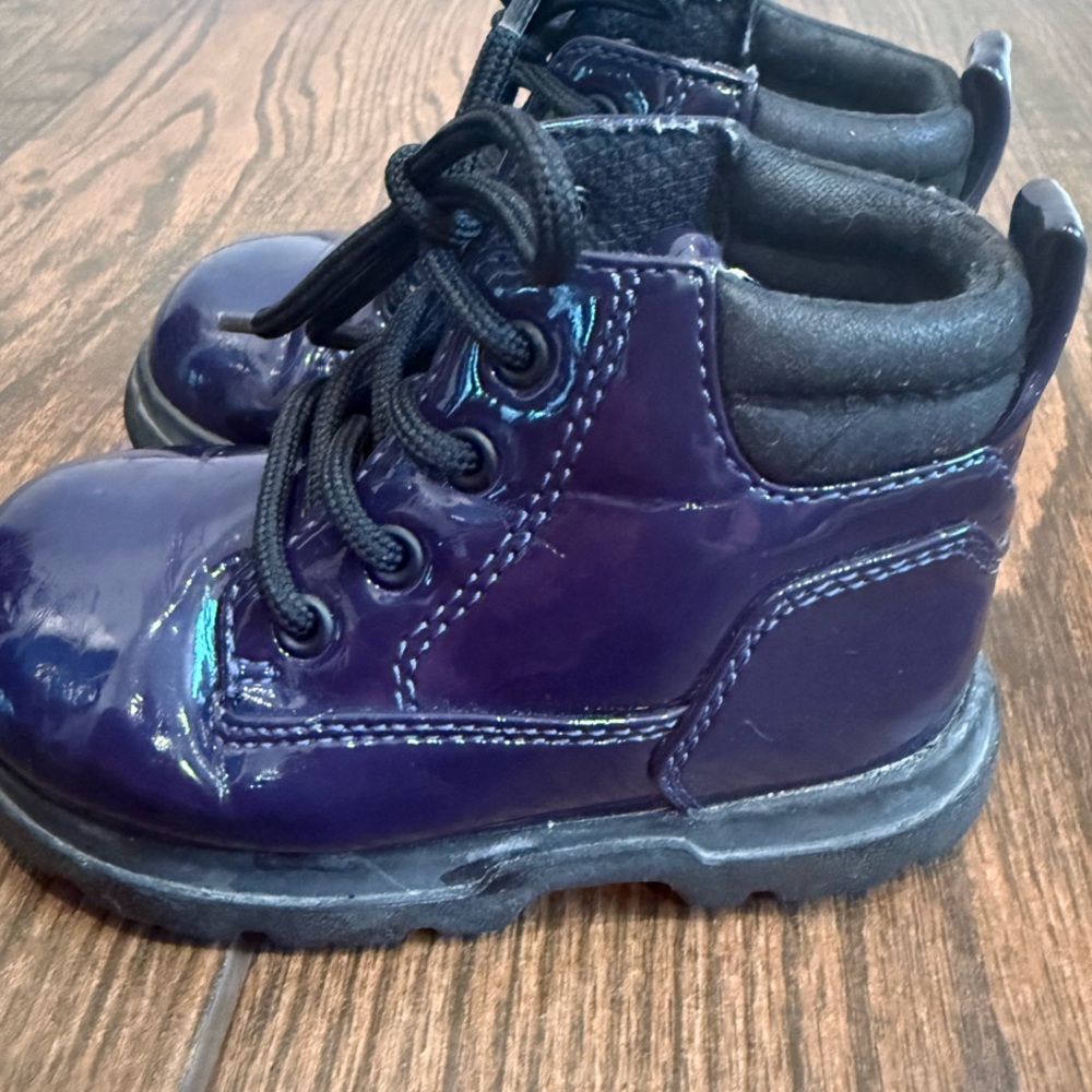 Purple and Black Rain & Snow Boots with Glossy Finish